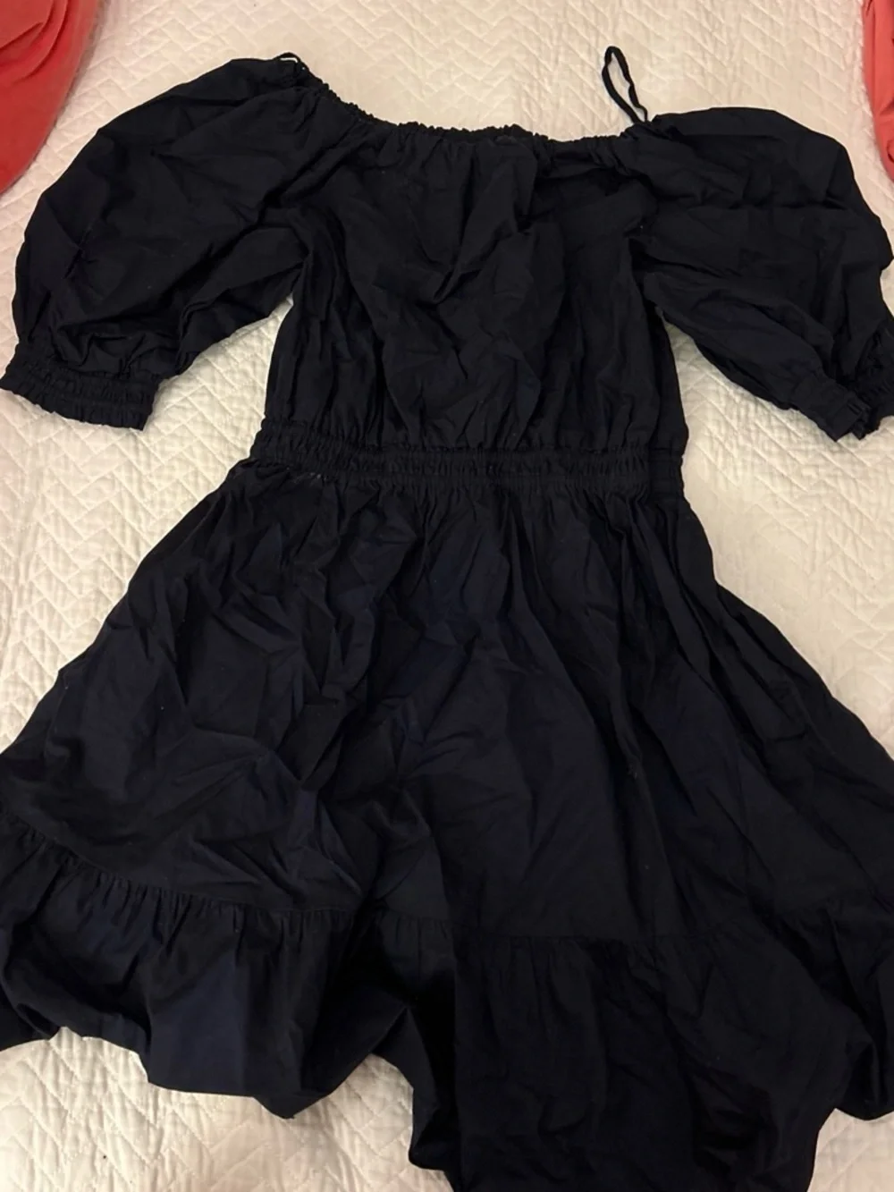 GAP Off-Shoulder navy blue Puff Sleeve Dress